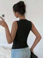 Black Hot Girls Sexy Bandage Crop Tops Sleeveless Slim Hollow Out Tank Top